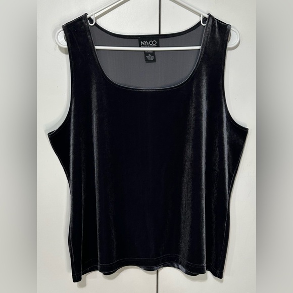 New York & Company Women Velvet Pewter Gray Shine Layer Dressy Tank Top size XL - Picture 1 of 7
